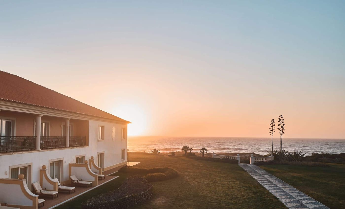 Resort sunset view with ocean