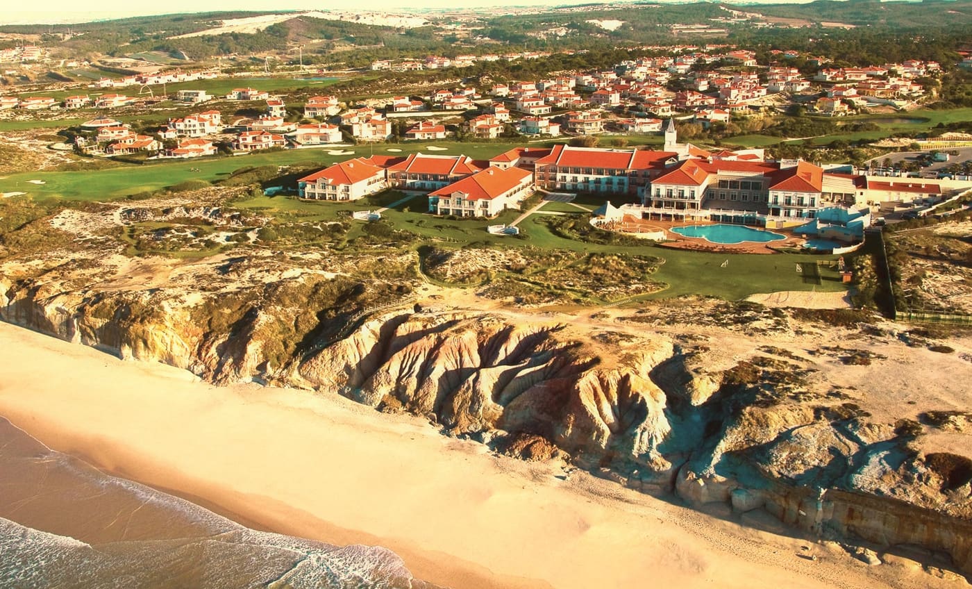 Aerial view of resort and cliffs